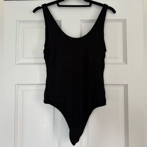 Aritzia Babaton ribbed black scoop neck thong bodysuit